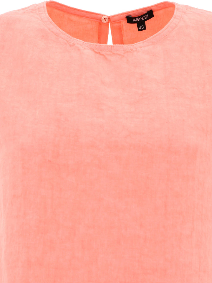 Aspesi Linen Dress With Pockets Dresses - Pink | dd0639b0a78d21f361164bb1cd56be59e25f4baf