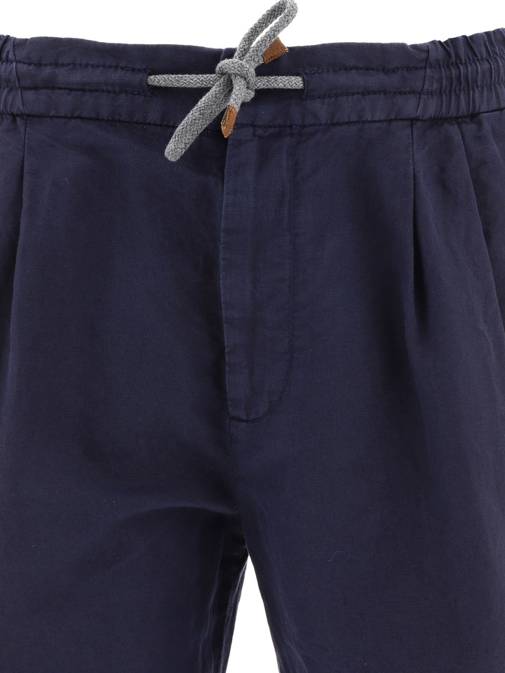 Brunello Cucinelli Bermuda  With Drawstring And Pleats Shorts - Blue | 2bb30e2a2ceeeac2843e1b9ce99f75e7018a922c