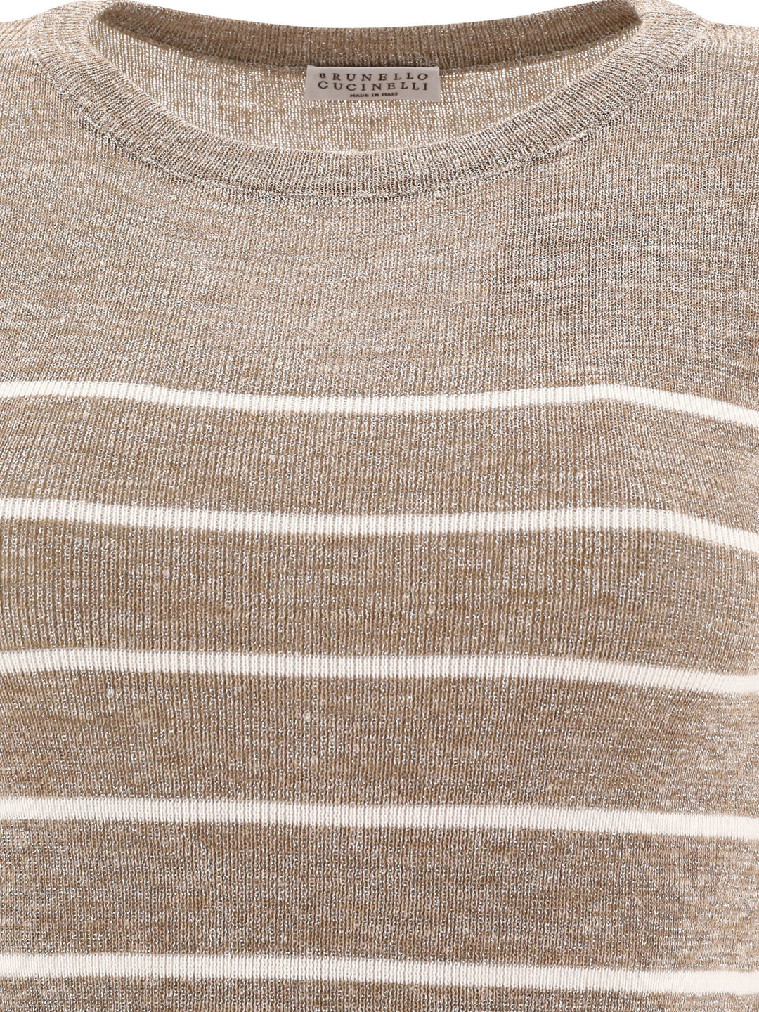 Brunello Cucinelli Striped Sweater Knitwear - Beige | 682f9e6fd465982c5c7fb32a9baeb131eb4329bb
