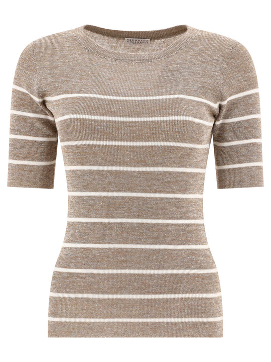 Striped Sweater Knitwear Beige
