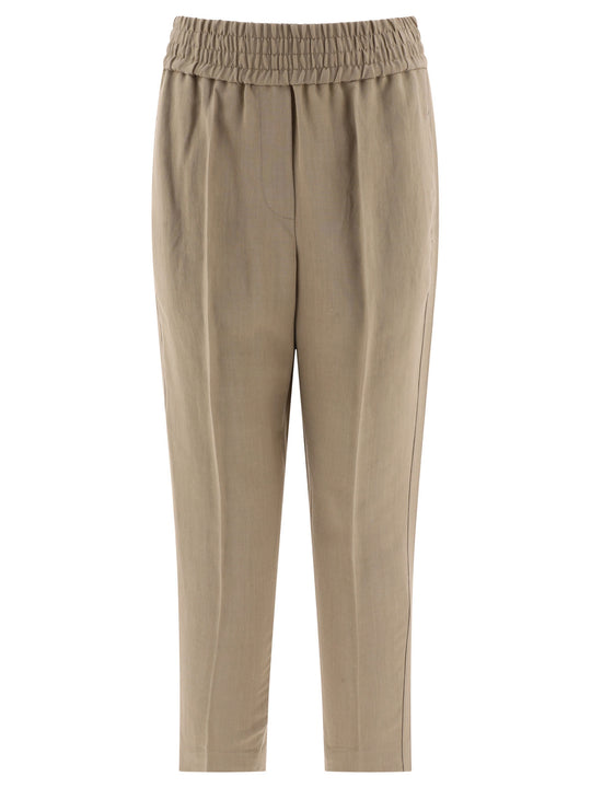 Baggy Pull-Up Trousers Beige