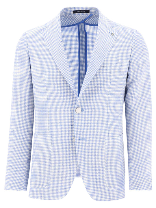 Houndstooth Blazer Jackets And Coats Light Blue