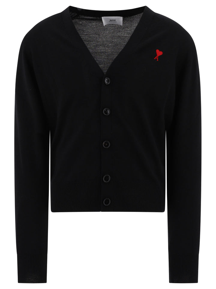 Ami Paris Ami De Coeur Knitwear - Black | df2058f249e6a63b095568b9843c5137cd089657