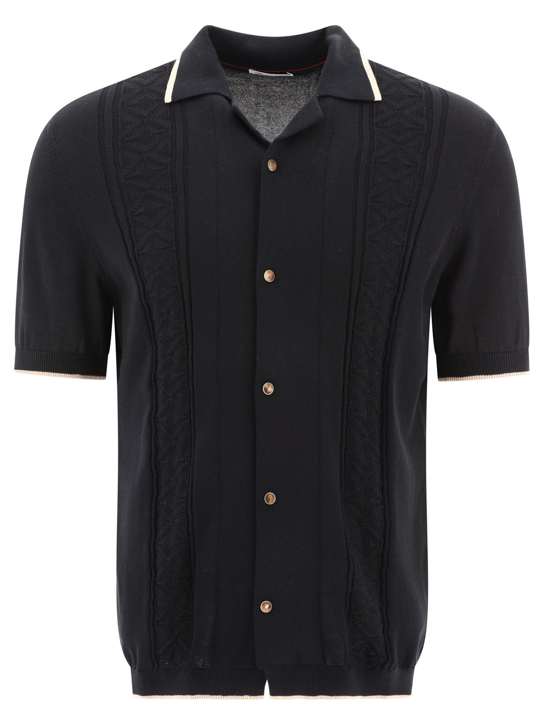 Brunello Cucinelli Cotton Jacquard Ribknit Polo Shirt Polo shirts - Black | 2e3e2149b875cd698bed9c468ff8d391b374234f