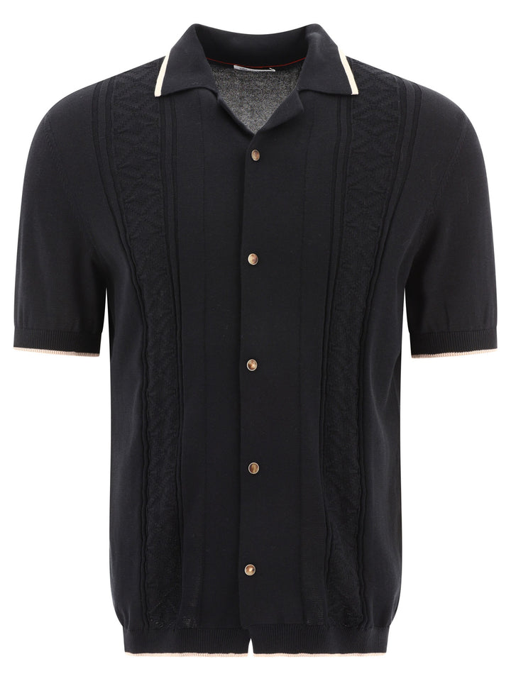 Brunello Cucinelli Cotton Jacquard Ribknit Polo Shirt Polo shirts - Black | 2e3e2149b875cd698bed9c468ff8d391b374234f