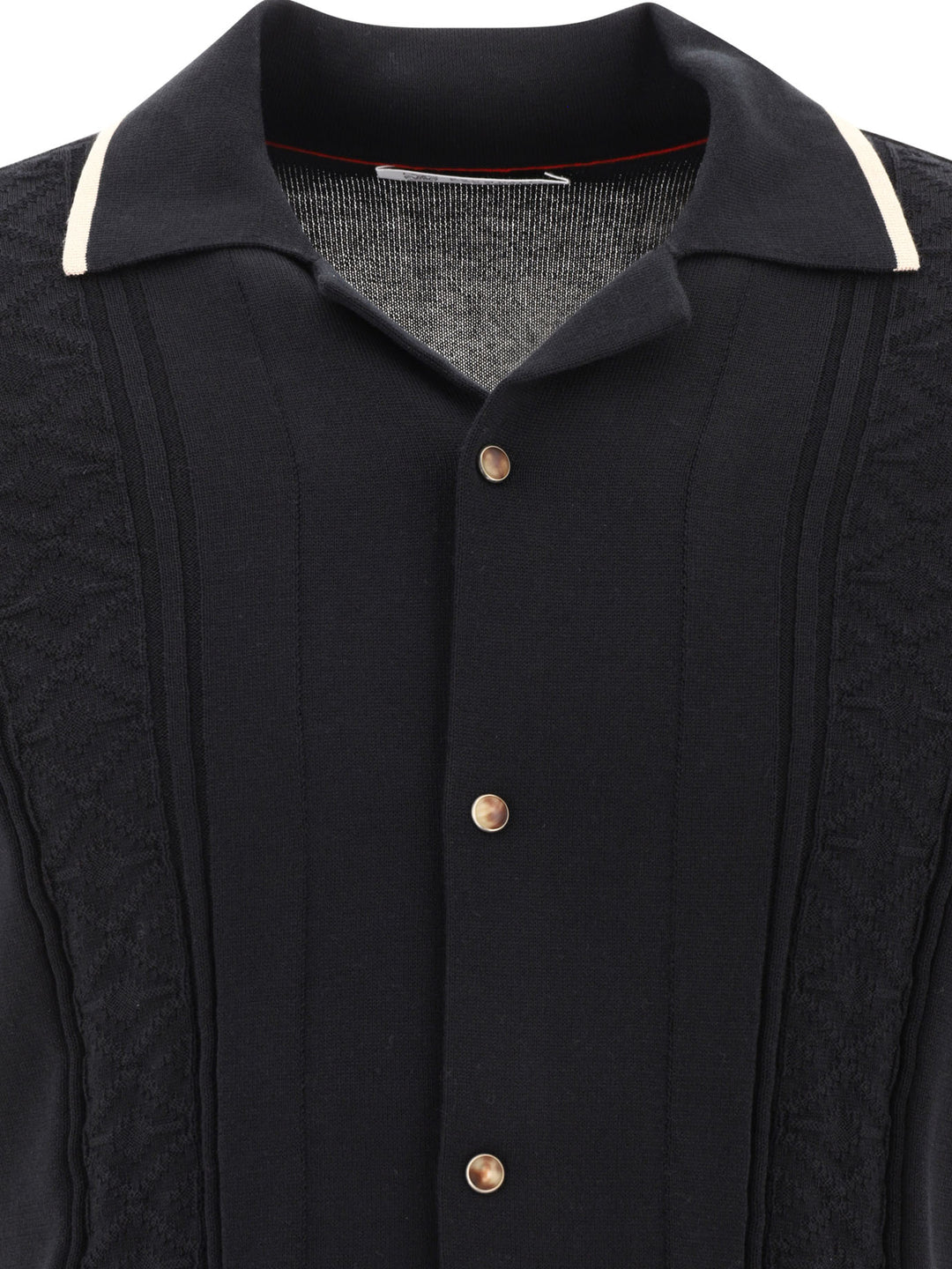 Brunello Cucinelli Cotton Jacquard Ribknit Polo Shirt Polo shirts - Black | 64774fc2195b03646cc3703ffb388e1f5841fa72