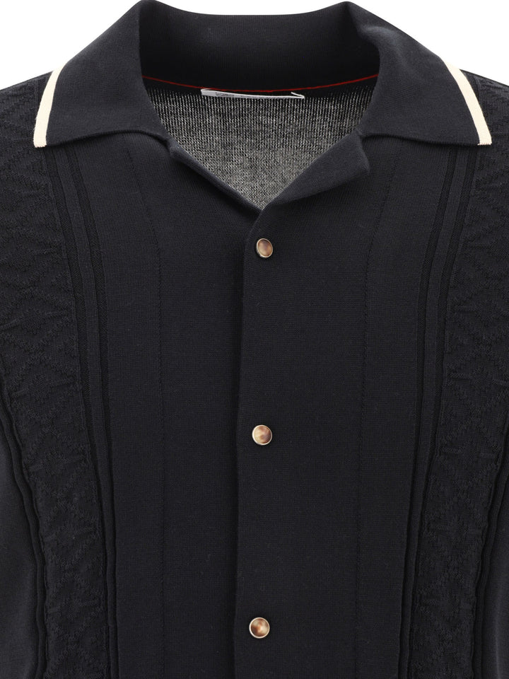 Brunello Cucinelli Cotton Jacquard Ribknit Polo Shirt Polo shirts - Black | 64774fc2195b03646cc3703ffb388e1f5841fa72