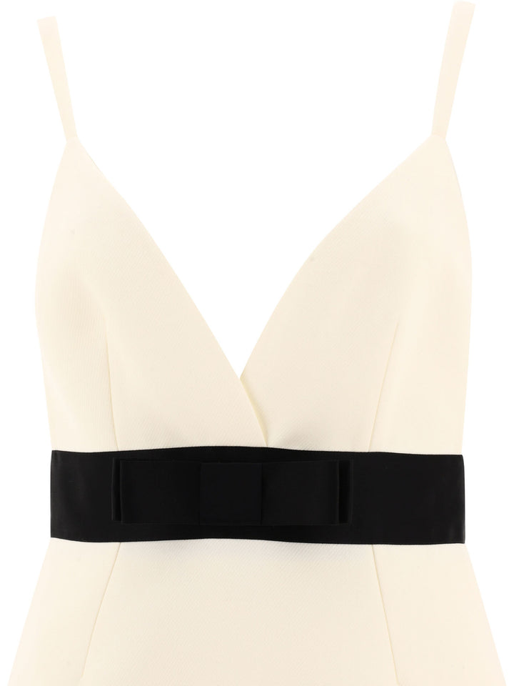Dolce & Gabbana Woolen Dress With Satin Belt And Straps Dresses - White | 95227ec85d3fa0be04c4676bc24060df6e71d012