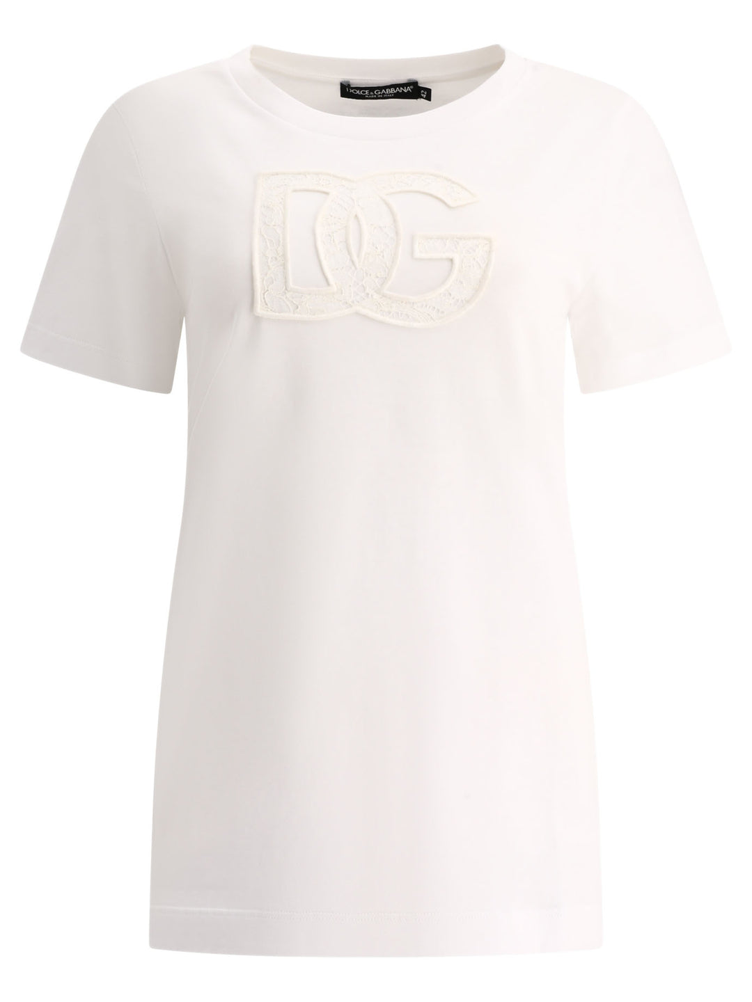 Dolce & Gabbana T-Shirt With Logo Patch T-shirts - White | c57535bb9b4584be72f606c52d9a3e5eff492320