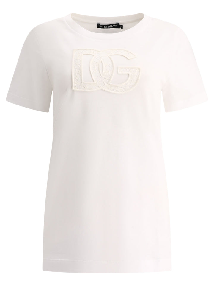 Dolce & Gabbana T-Shirt With Logo Patch T-shirts - White | c57535bb9b4584be72f606c52d9a3e5eff492320