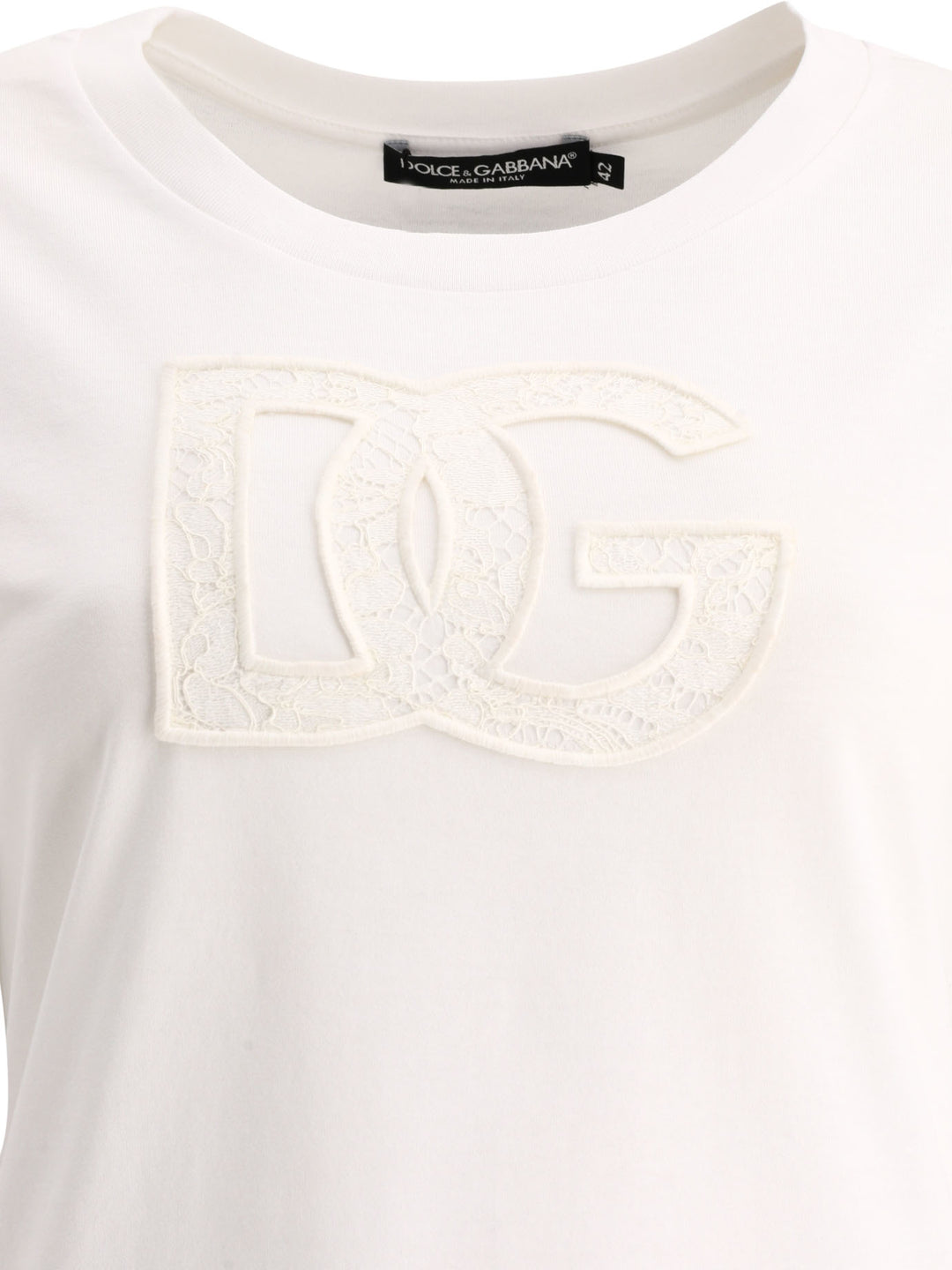 Dolce & Gabbana T-Shirt With Logo Patch T-shirts - White | 029d1fae83ebc89dbb96aa431ad1d4e165f452b9