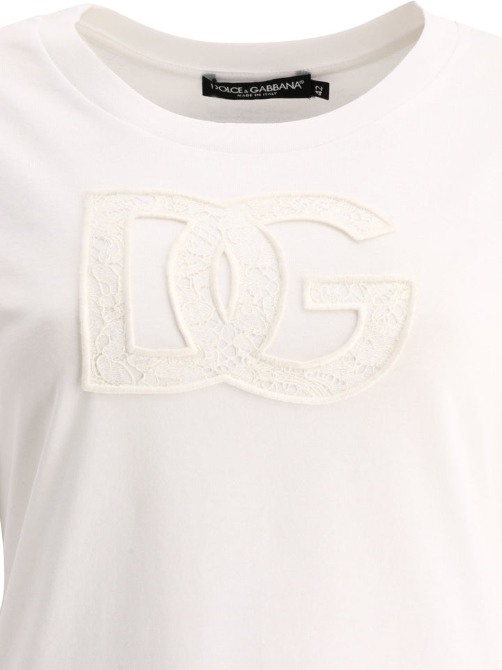 Dolce & Gabbana T-Shirt With Logo Patch T-shirts - White | 029d1fae83ebc89dbb96aa431ad1d4e165f452b9