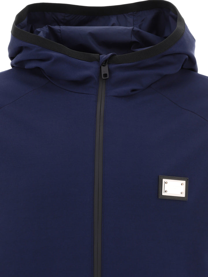 Dolce & Gabbana Jersey Jacket With Hood Jackets and Coats - Blue | e50bddf6a2310d07f0d15cc1b4be68d161033069