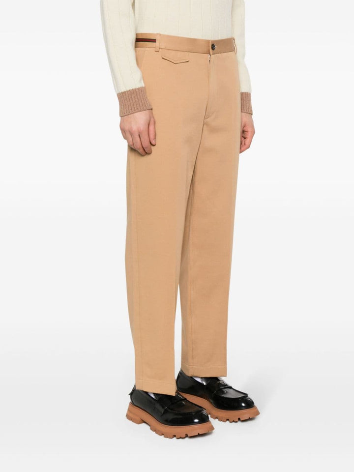 Gucci Pantaloni In Cotone Con Dettaglio Web Trousers - Beige | 434cceff5d31cc069c8b1bc5f2193f01e9e358af