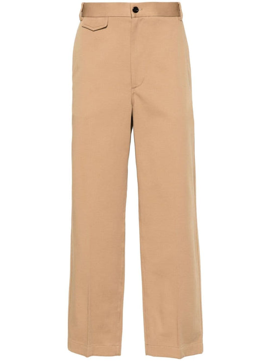 Pantaloni In Cotone Con Dettaglio Web Trousers Beige