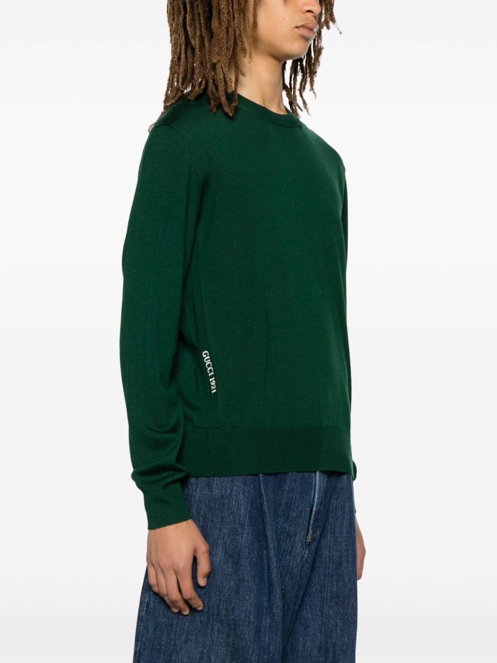 Gucci Maglione Con Logo Ricamato Sul Fianco Knitwear - Green | 01db426e8325014d62ba42c40808a296d8293736