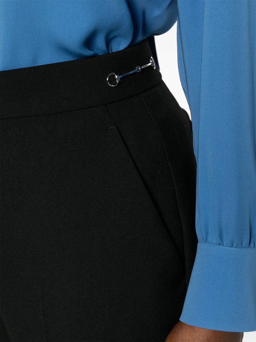 Gucci Pantaloni Sartoriali In Lana A Vita Media Trousers - Black | 72b522eb39929cef5b78750373405dc6a7f32adf