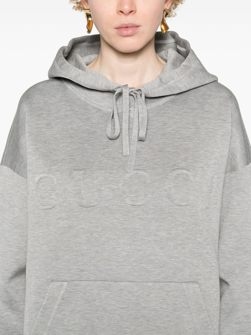 Gucci Felpa Con Cappuccio Effetto Mélange Con Logo In Rilievo Sweatshirts - Grey | 1e5f1656fc3068a2092689a46e9e56598ce7ad8f