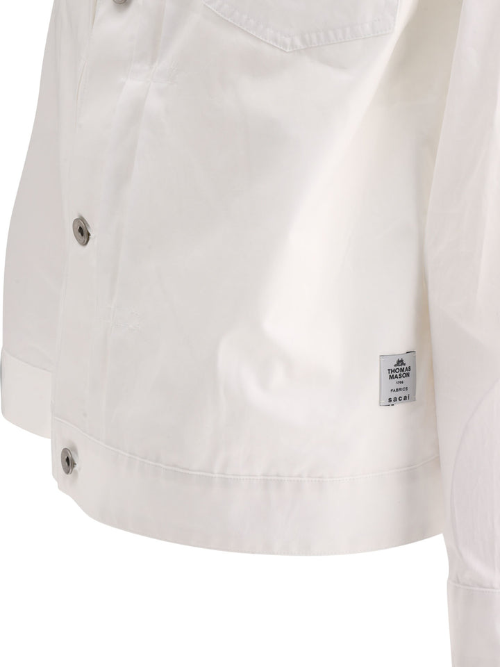 Sacai Thomas Mason Shirts - White | 68dc0d2bc9aeae996f38a265eeb403f8fbe9aebb