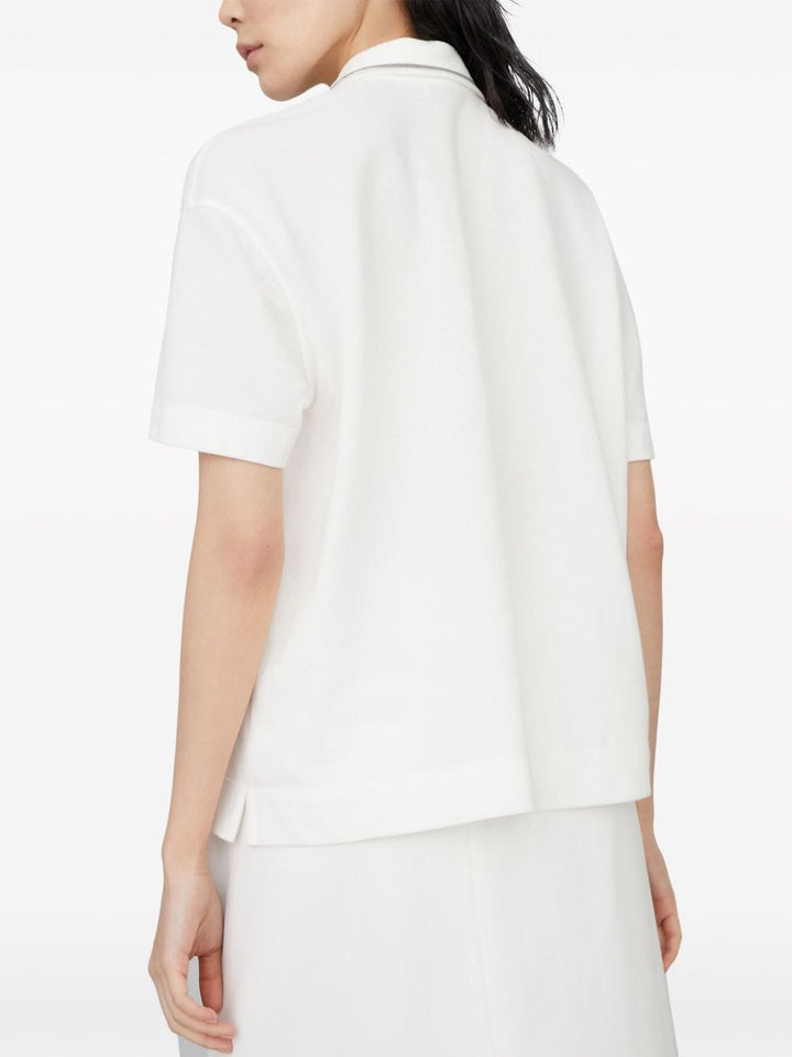 Brunello Cucinelli Polo In Piquet Con Monile Polo shirts - White | 7cf4afd980748e9c7c67b14a8910f8ede70fd6ea