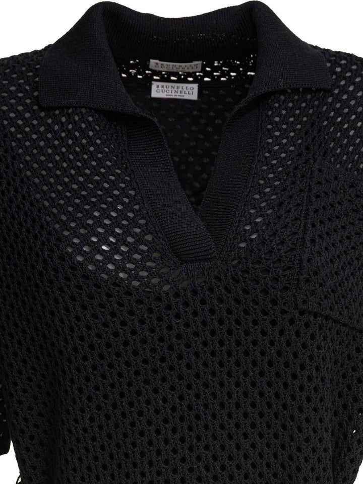 Brunello Cucinelli Abito All'uncinetto Con Cintura Dresses - Black | 77222050b17eef5a949de0b61eaaafa34d521552