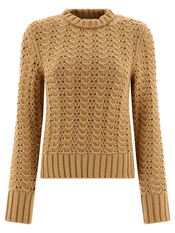 Aspesi Maglione Girocollo In Maglia Pointelle Knitwear - Brown | 50d4fa37d51404ca0bb79d39d2a45c65acb856a2