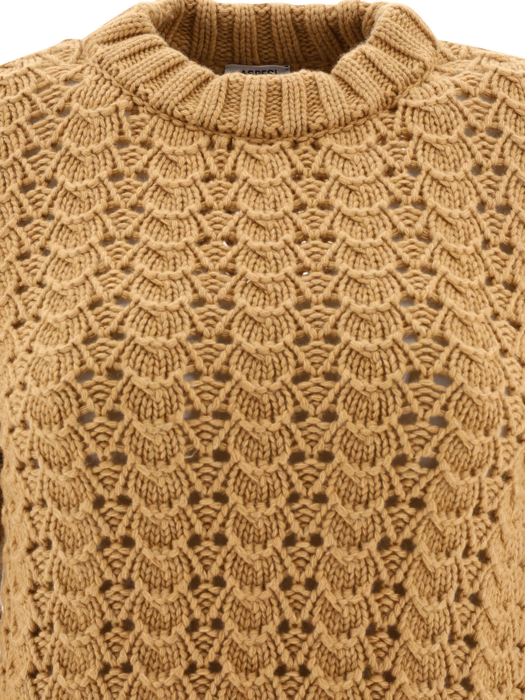 Aspesi Maglione Girocollo In Maglia Pointelle Knitwear - Brown | 124581cb66e7d8d2bc9d00b7f5b47aae1e557b12
