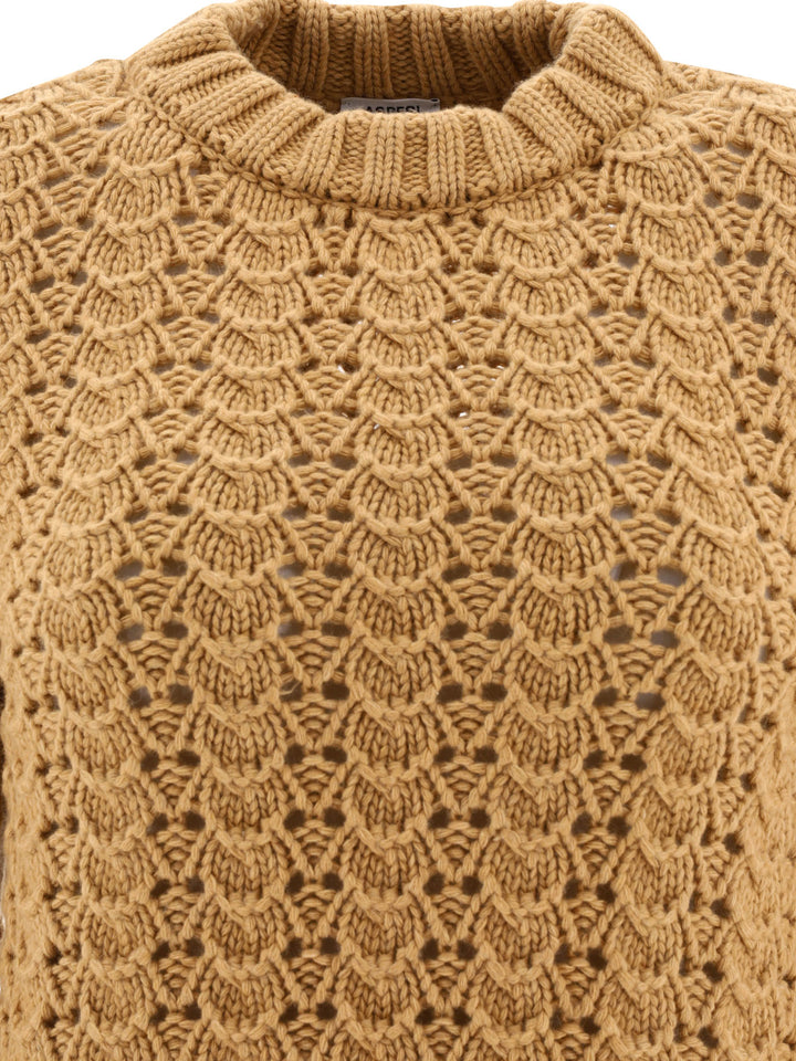 Aspesi Maglione Girocollo In Maglia Pointelle Knitwear - Brown | 124581cb66e7d8d2bc9d00b7f5b47aae1e557b12