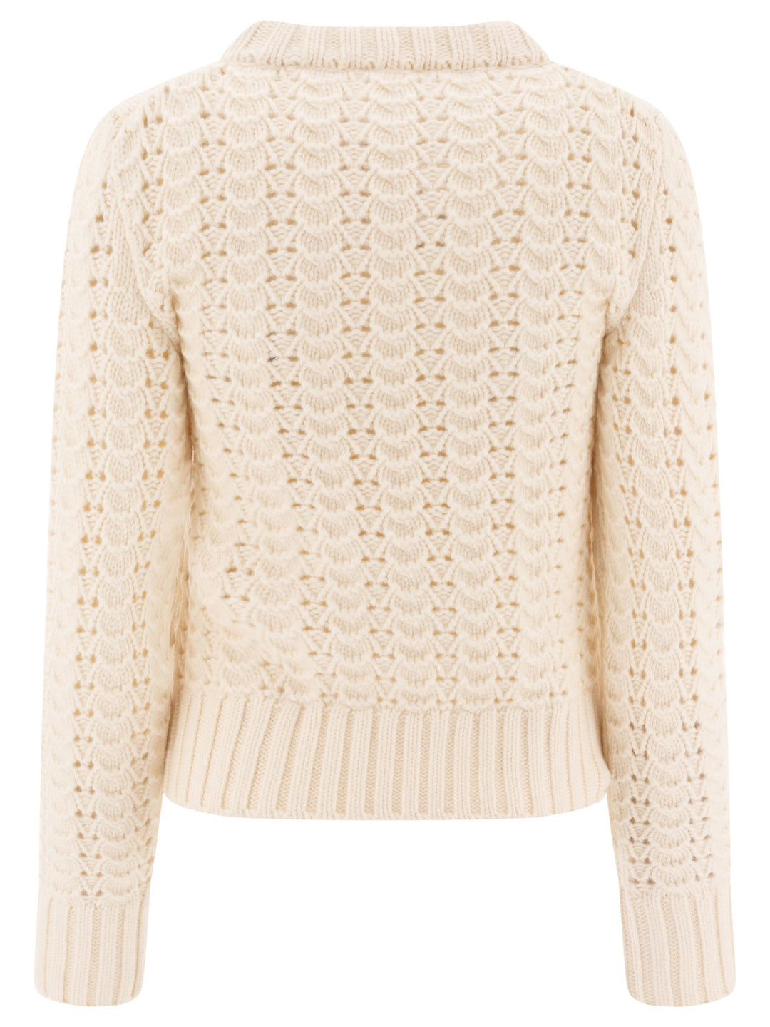 Aspesi Maglione Girocollo In Maglia Pointelle Knitwear - White | d4977c5342fb5067b0539bb3cab381b72bb289d0