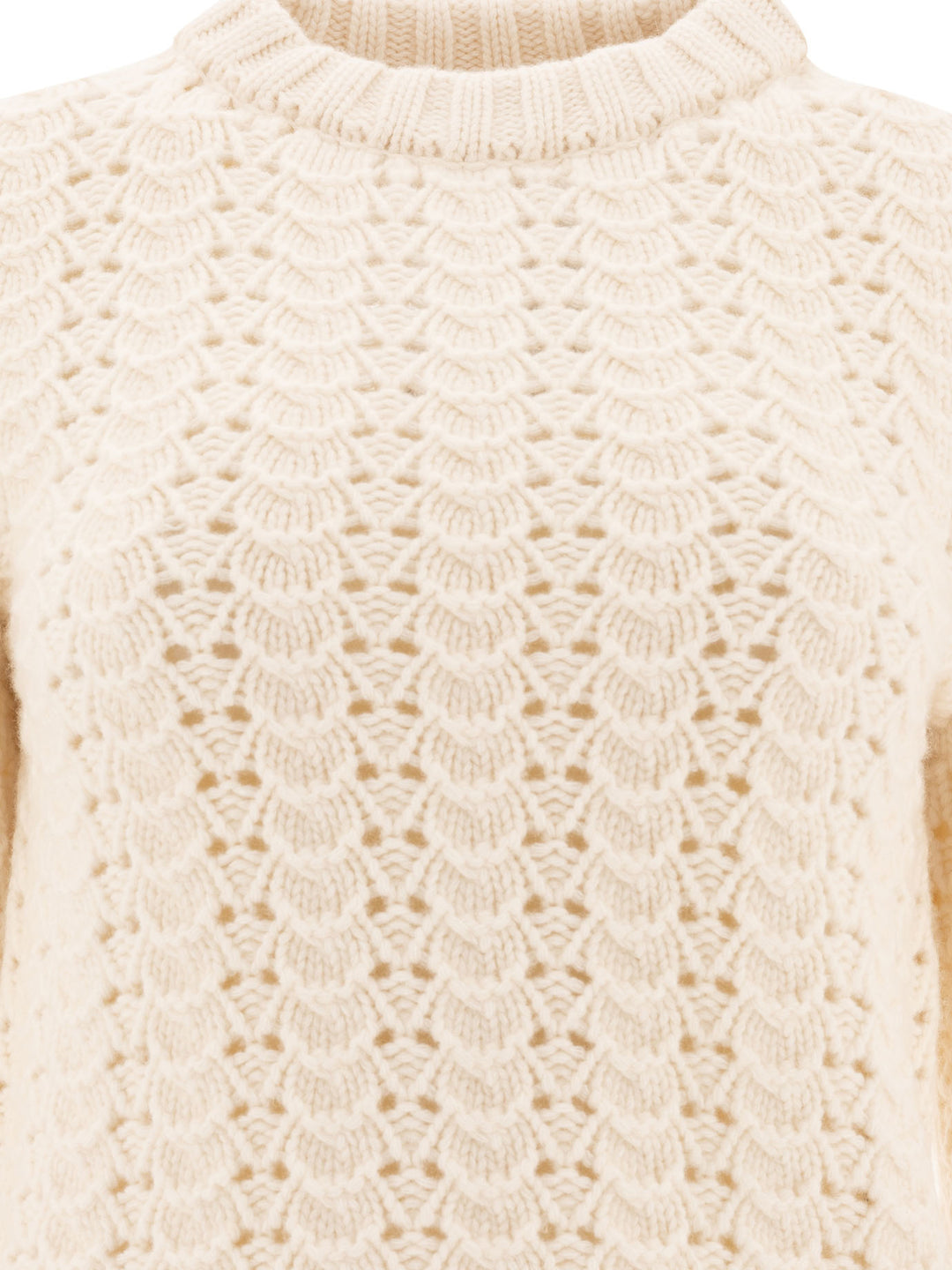 Aspesi Maglione Girocollo In Maglia Pointelle Knitwear - White | 0185915029a44d7194c02546812f8c2698e94cbe
