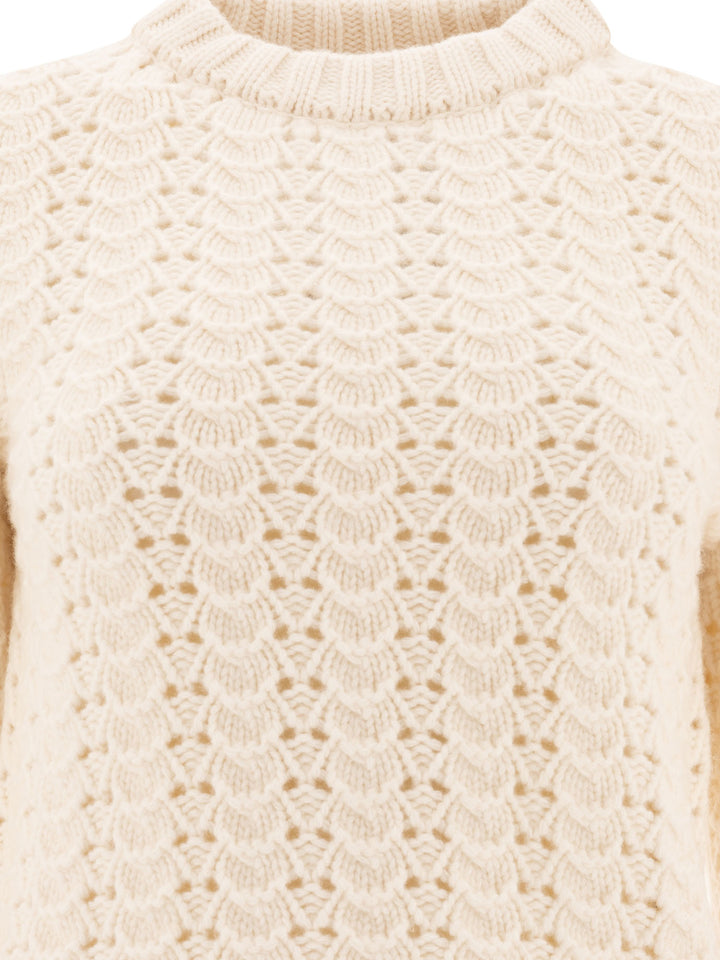 Aspesi Maglione Girocollo In Maglia Pointelle Knitwear - White | 0185915029a44d7194c02546812f8c2698e94cbe