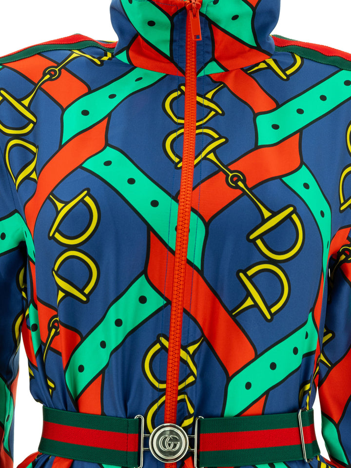 Gucci Giacca In Seta Stampata Jackets and Coats - Blue | 4dee6ce408fa2e4bf0aee90187fd4da64642cea3