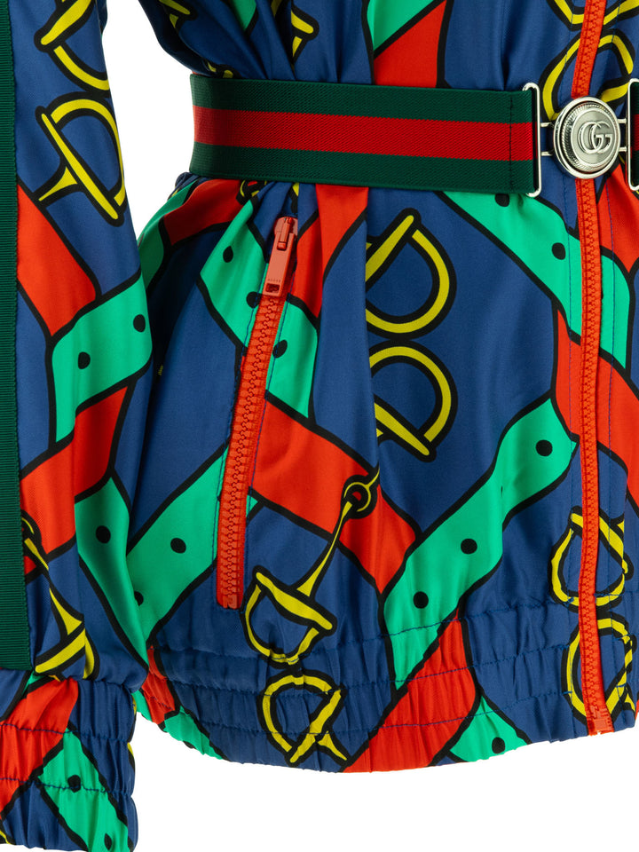 Gucci Giacca In Seta Stampata Jackets and Coats - Blue | f140812814a34b68280f7dd6f377c850267aff4f