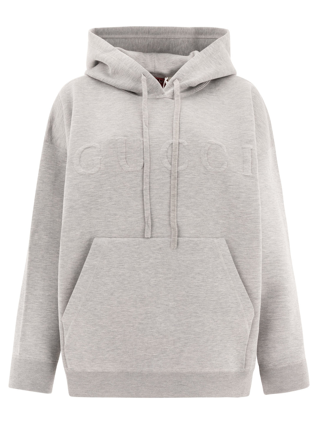 Gucci Felpa Con Cappuccio Effetto Mélange Con Logo In Rilievo Sweatshirts - Grey | ee3c4f765b0f01fe02bea7b92c9cb82a7ec18f74