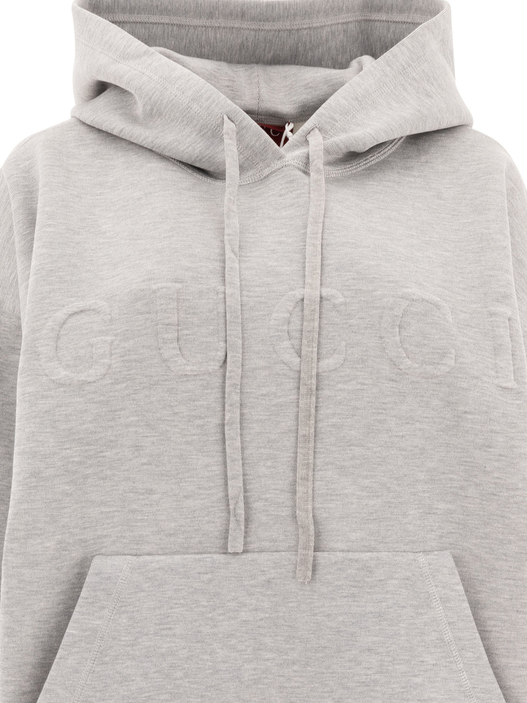 Gucci Felpa Con Cappuccio Effetto Mélange Con Logo In Rilievo Sweatshirts - Grey | b8dce2ff3f42426ad658fc12b237e2bff93011ff