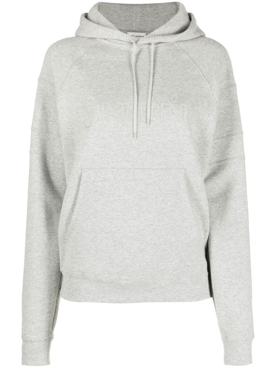 Felpa In Cotone Con Logo Ricamato Sweatshirts Grey
