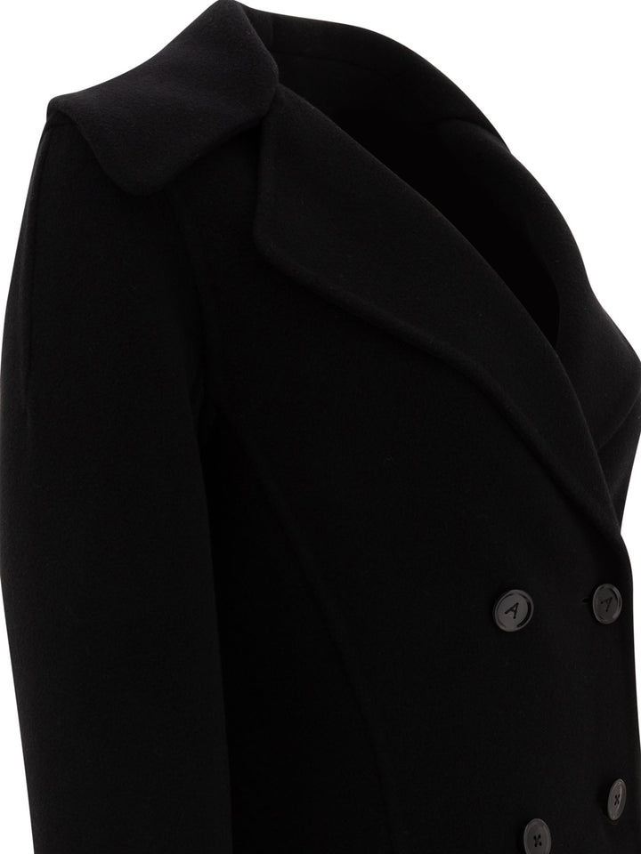AlaïA Double-Breasted Coat Jackets and Coats - Black | 8bc22326ce55ac80168828b9d2efa62183dd29c1