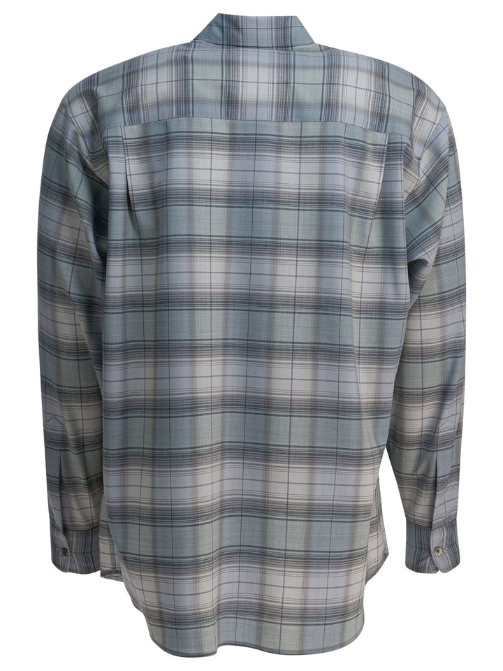 Auralee Check Wool Shirt Shirts - Light blue | a270581115bba1ee403c5e424cf7e1eacda5a7fa