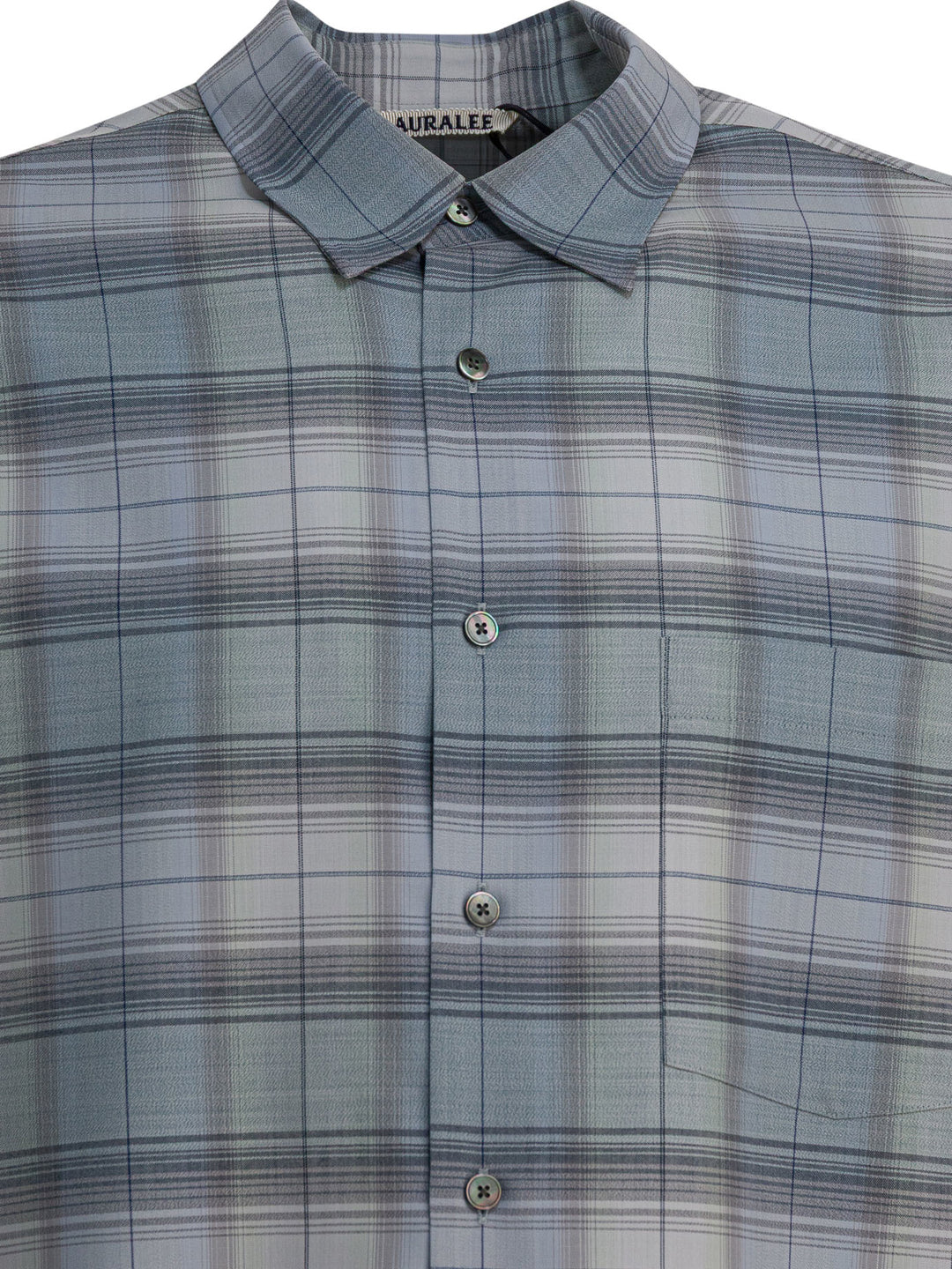Auralee Check Wool Shirt Shirts - Light blue | 7589b261e74c9c1a89b7aa63644417a87d063e36