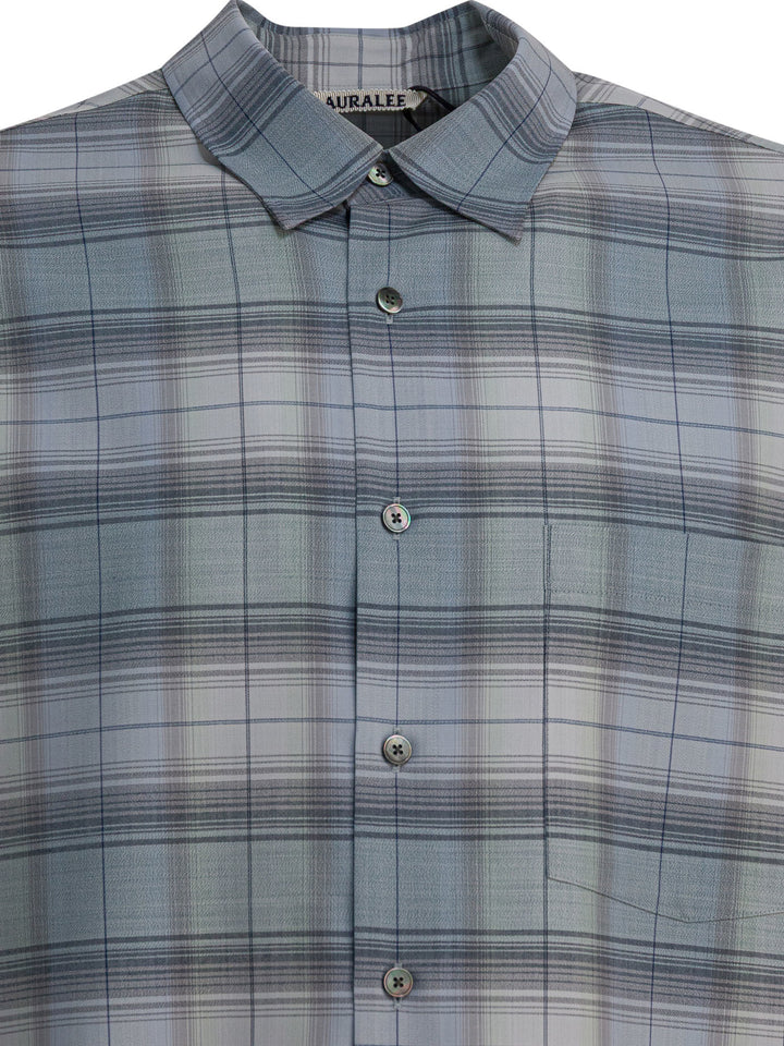 Auralee Check Wool Shirt Shirts - Light blue | 7589b261e74c9c1a89b7aa63644417a87d063e36