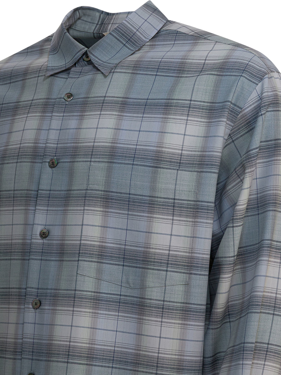Auralee Check Wool Shirt Shirts - Light blue | da645cbae1a9386a20d7571a33c2ef5d9f85e1eb