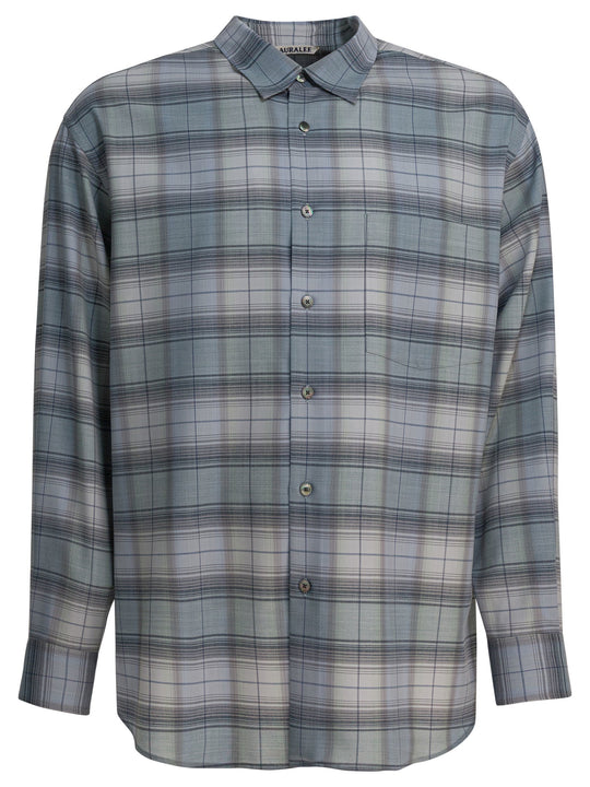 Check Wool Shirt Shirts Light Blue