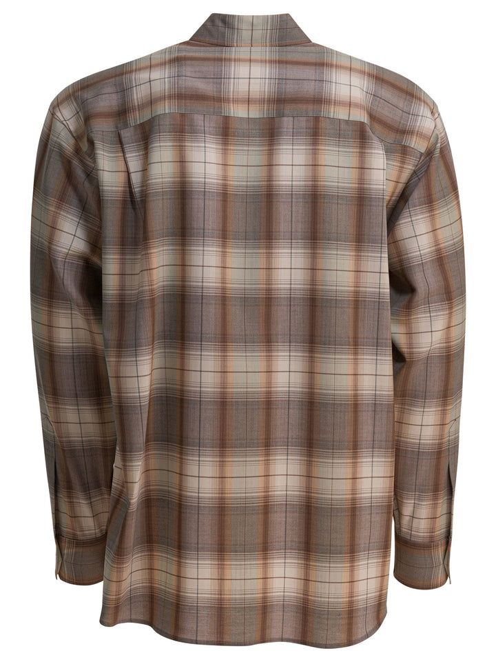Auralee Check Wool Shirt Shirts - Beige | 24793509c96936693cd3937ad66b8e98edb09a50