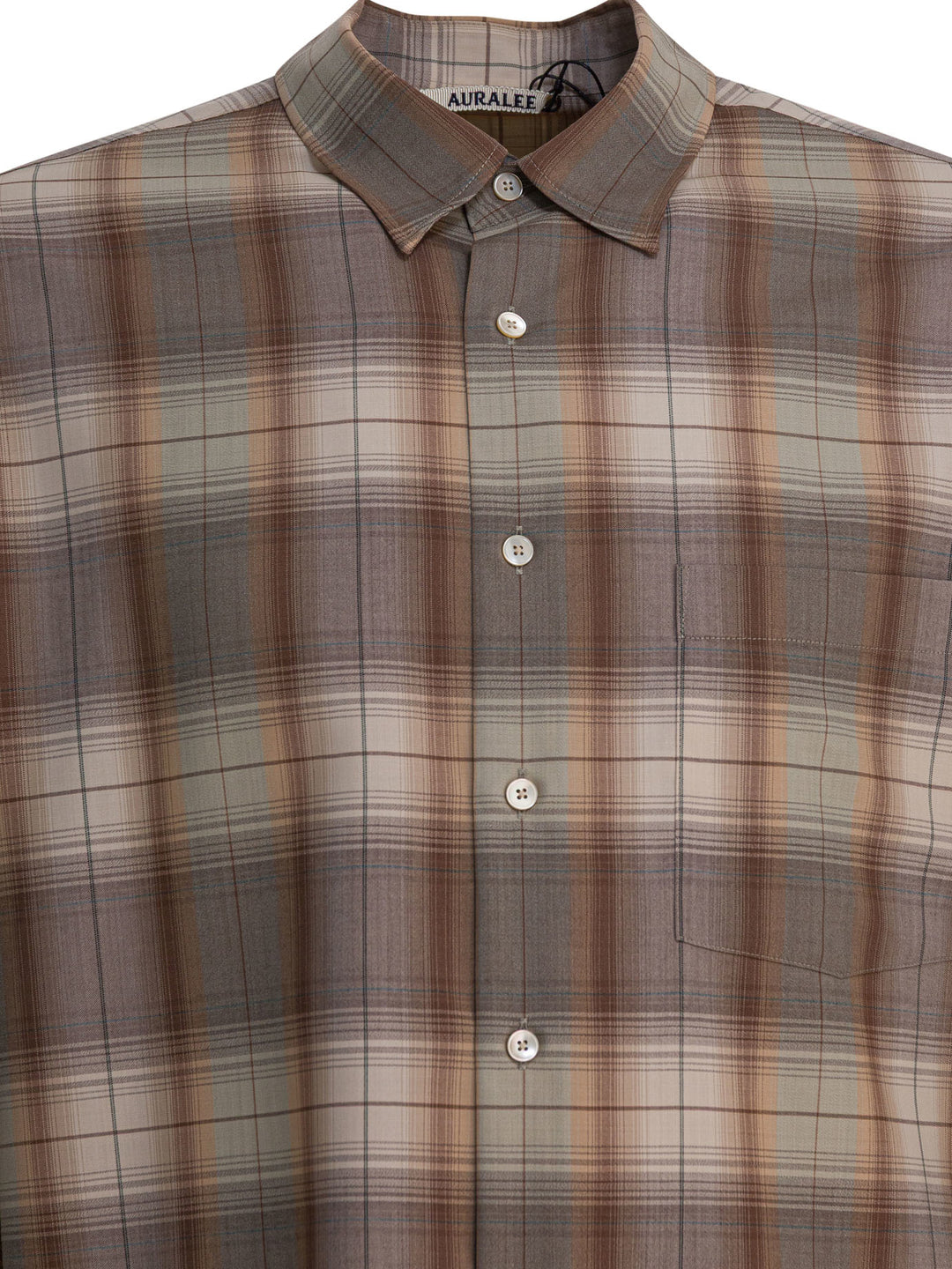 Auralee Check Wool Shirt Shirts - Beige | 4477582e53085f263772370a9d733ce4a528fa7f