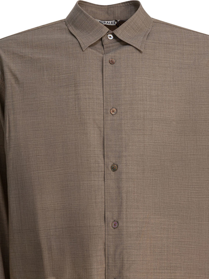 Auralee Tropical Wool Shirt Shirts - Beige | 396e8ec62733df310c26fe10a552da8127059794