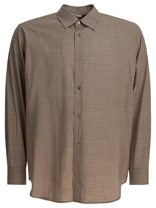 Tropical Wool Shirt Shirts Beige