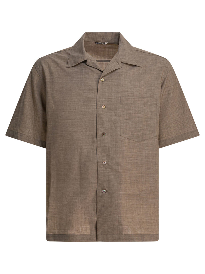 Auralee Tropical Wool Shirt Shirts - Beige | 150c30c8bace38b475fc416a6a8f733693da6d70