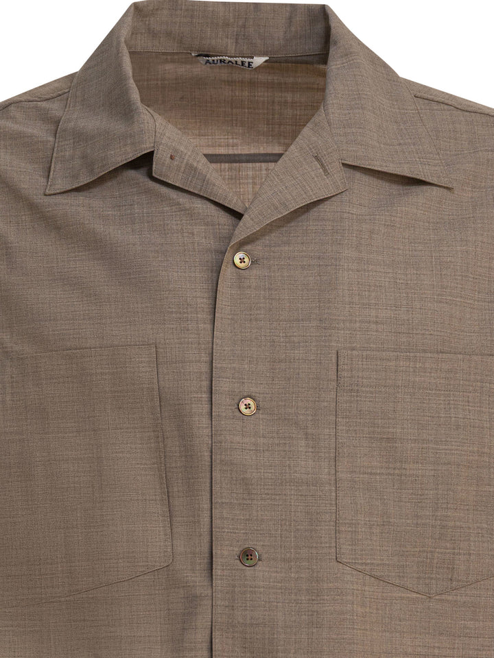 Auralee Tropical Wool Shirt Shirts - Beige | f4099987e87dc37a97199ca54a49abe0a2c192cb