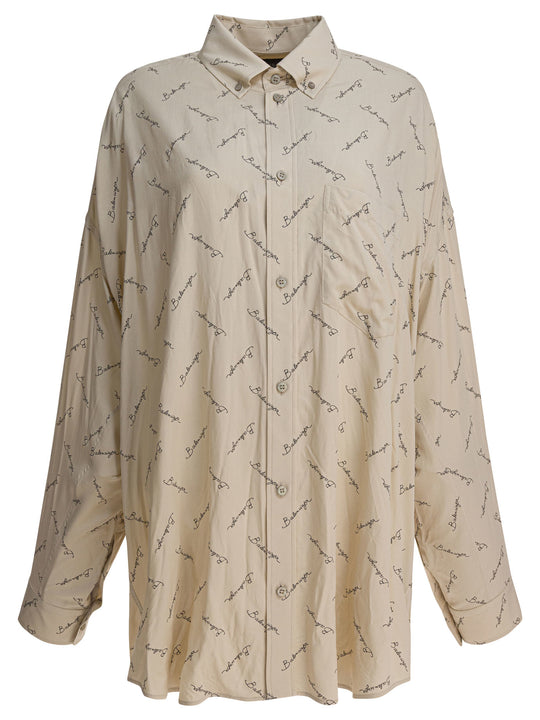 Oversized Shirt With Logo Shirts Beige