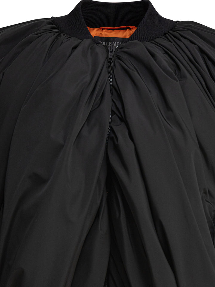 Balenciaga Draped Bomber Jacket Jackets and Coats - Black | ddfe2762de9291773e05c8e4ec3348e23c7c1197